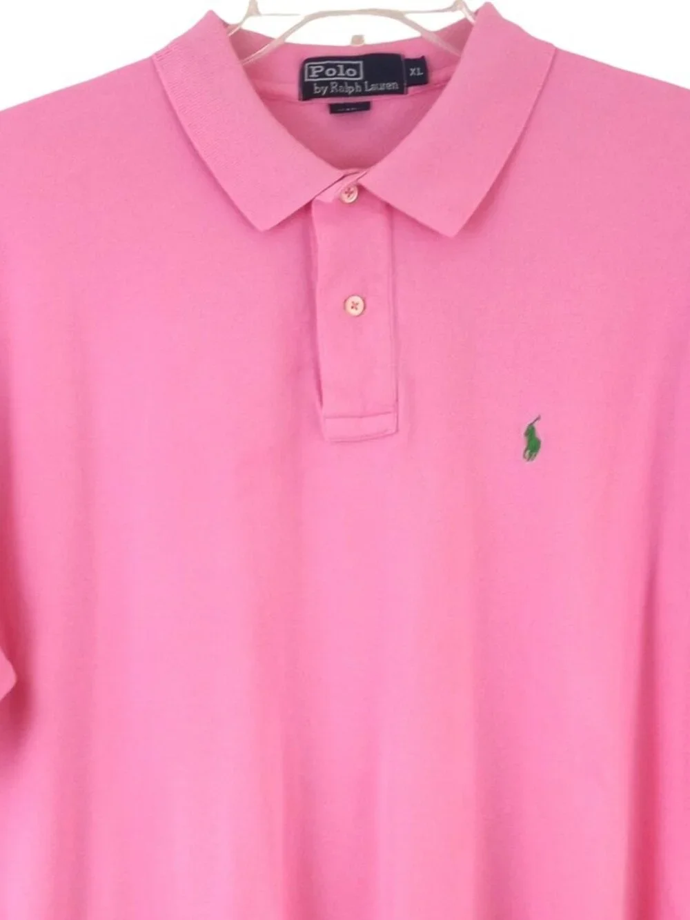 Polo Ralph Lauren Pink Polo Shirt Mens XL Green Pony Short Sleeve 100% Cotton